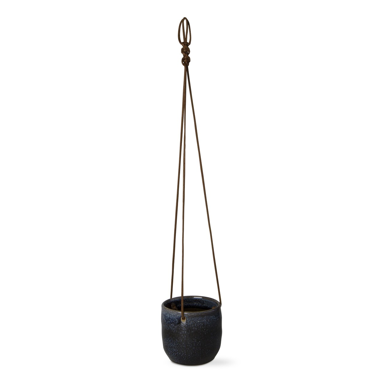 Skyline Small Hanging Planter - Blue Ceramic Garden Pot, 4.33" H x 4.53" Dia, Easy Clean, Perfect for Indoor/Outdoor Use